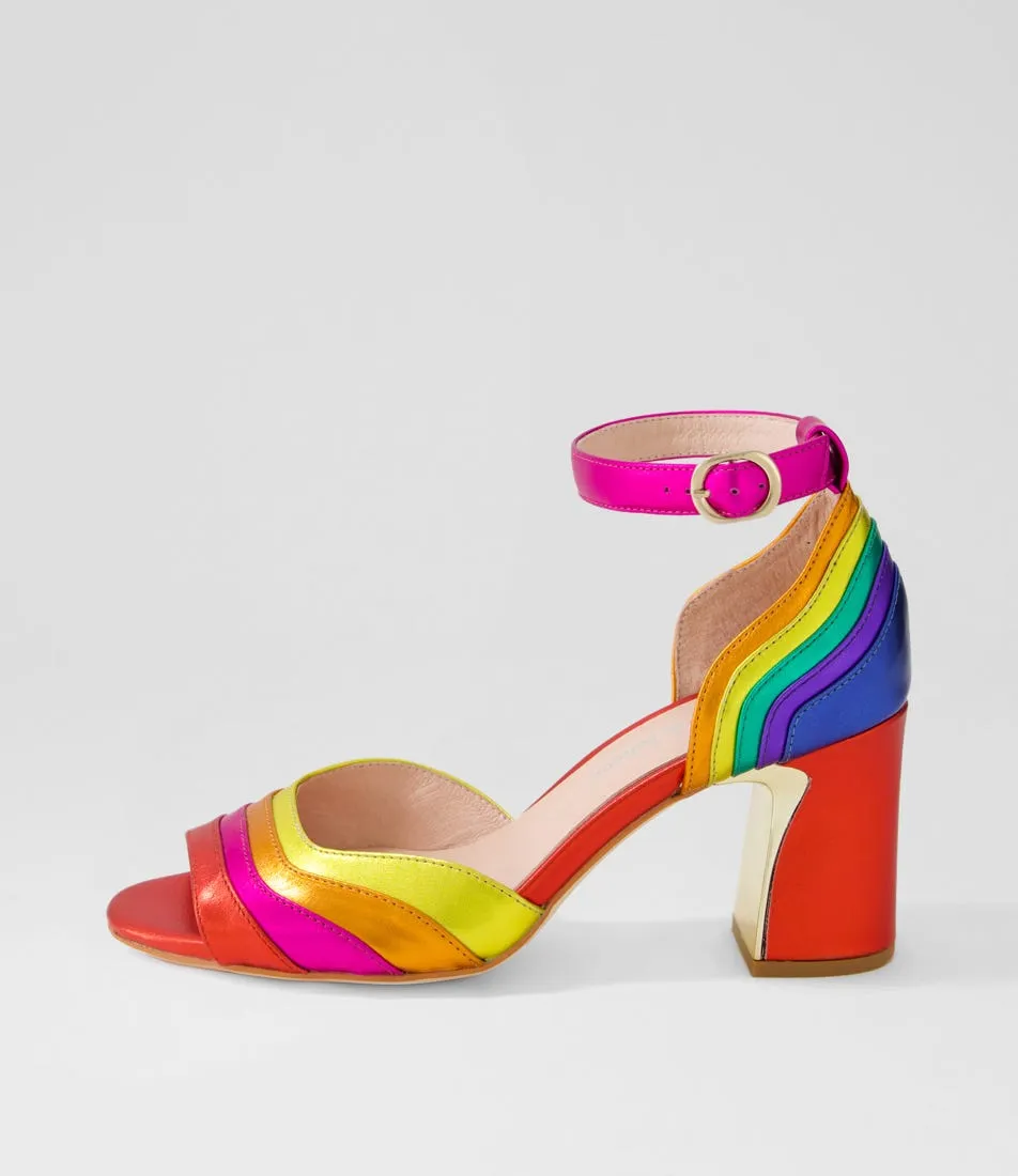 DJANGO & JULIETTE Kage Bright Metallic Multi Leather Sandals