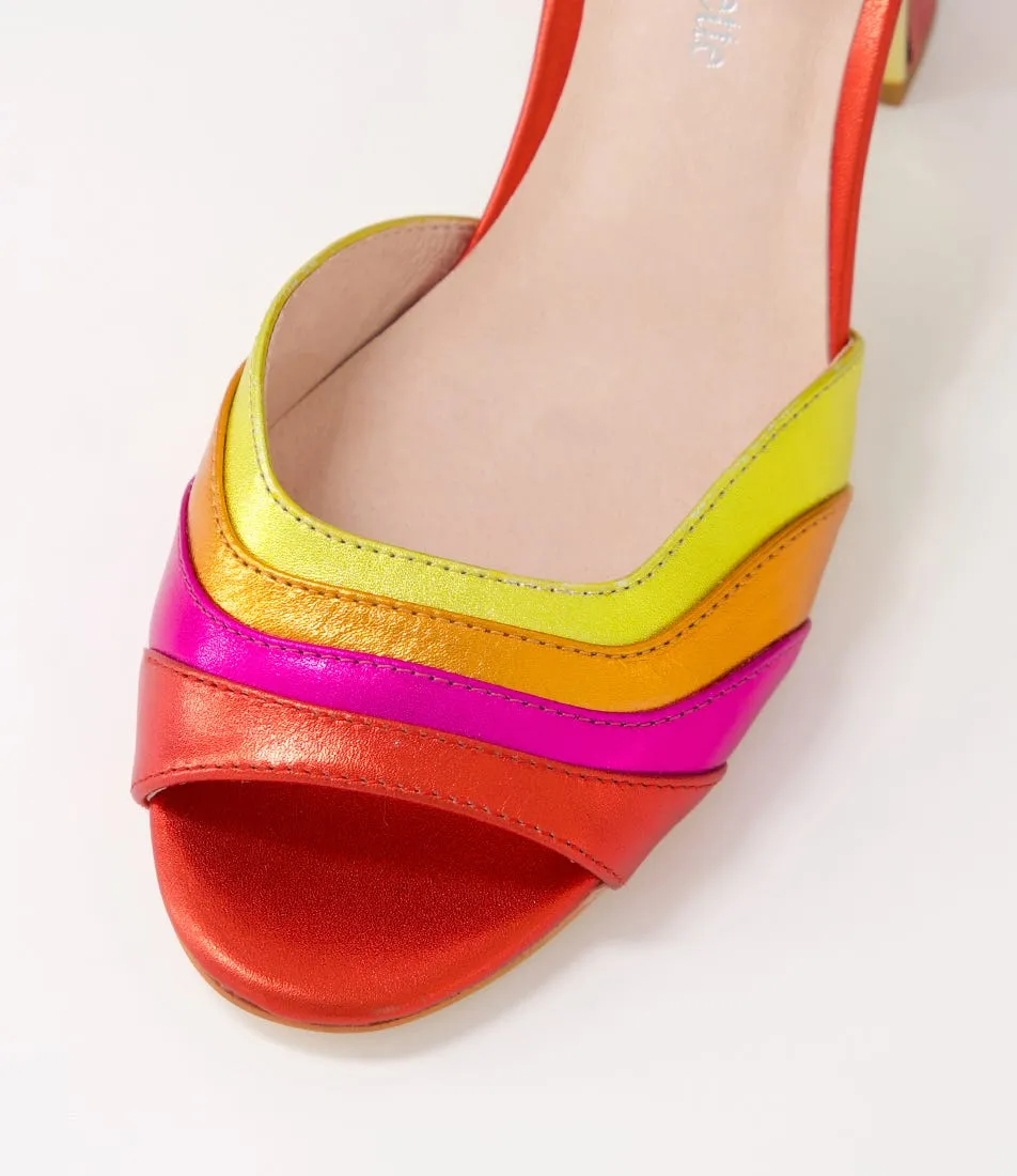 DJANGO & JULIETTE Kage Bright Metallic Multi Leather Sandals