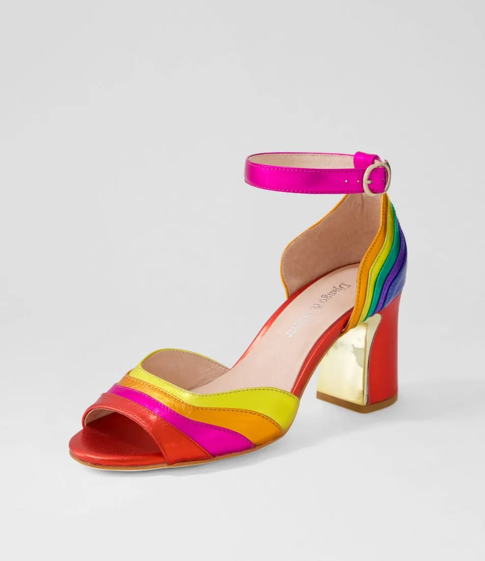 DJANGO & JULIETTE Kage Bright Metallic Multi Leather Sandals