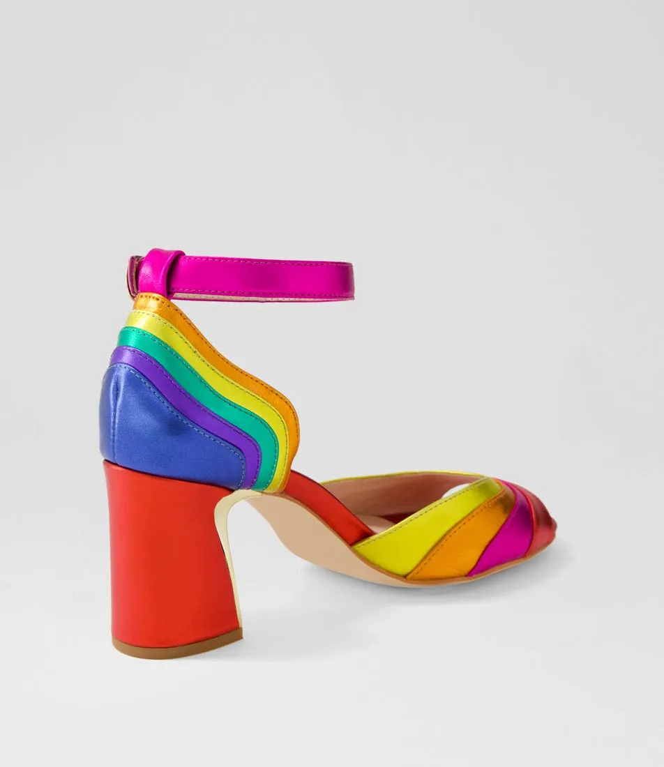 DJANGO & JULIETTE Kage Bright Metallic Multi Leather Sandals