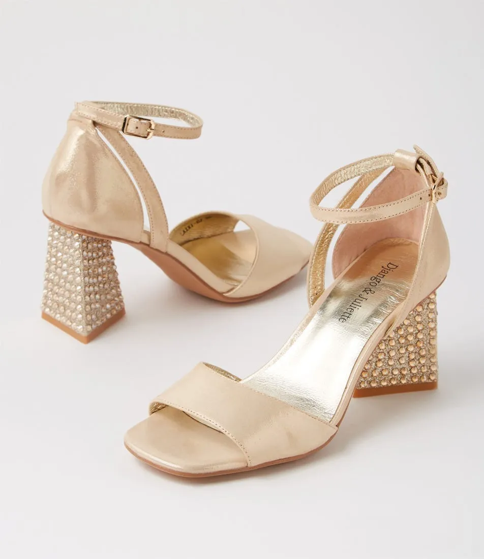 DJANGO & JULIETTE Laixi Gold Shimmer Leather Jewels Sandals