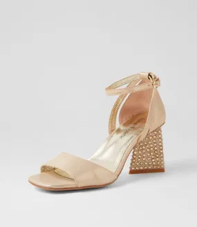 DJANGO & JULIETTE Laixi Gold Shimmer Leather Jewels Sandals