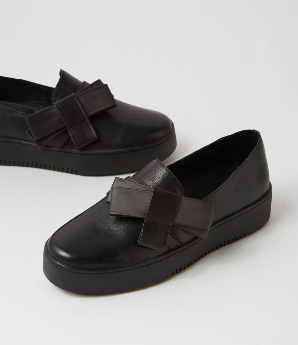 DJANGO & JULIETTE Lokki Black Satin Leather Sneakers