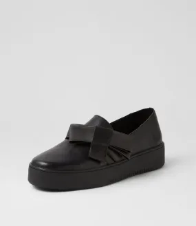 DJANGO & JULIETTE Lokki Black Satin Leather Sneakers