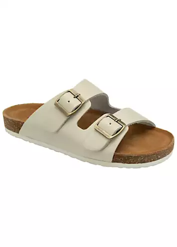 Dunlop Devi Double Strap White Footbed Sandals | Grattan