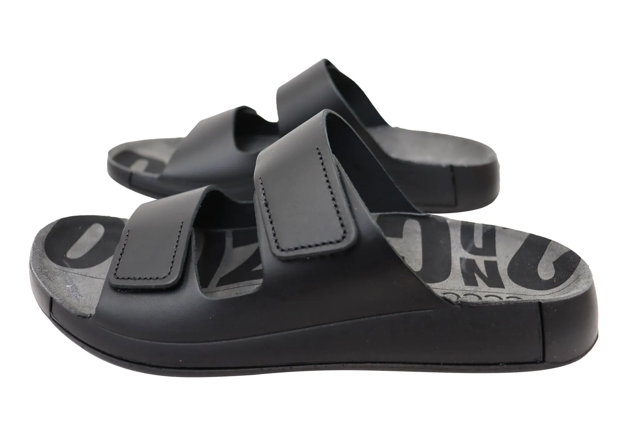 ECCO Mens Comfortable Leather 2nd Cozmo Slides Sandals