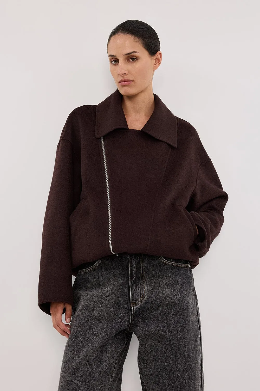 ELAINE DARK CHOC WOOL JACKET