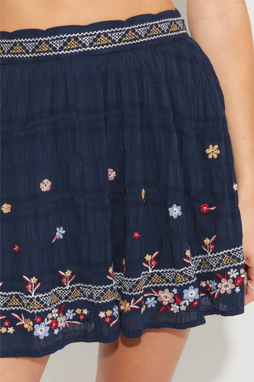 Everly Embroidered Mini Skirt