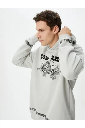 Far East Printed Hoodie Comfortable Cut With Slogan