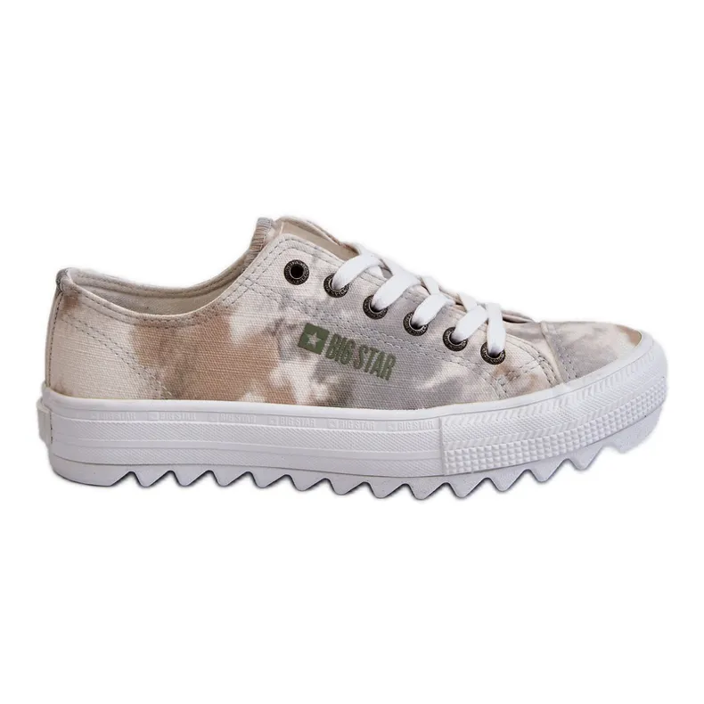 Fashionable Low Sneakers Big Star LL274043 White and Gray beige