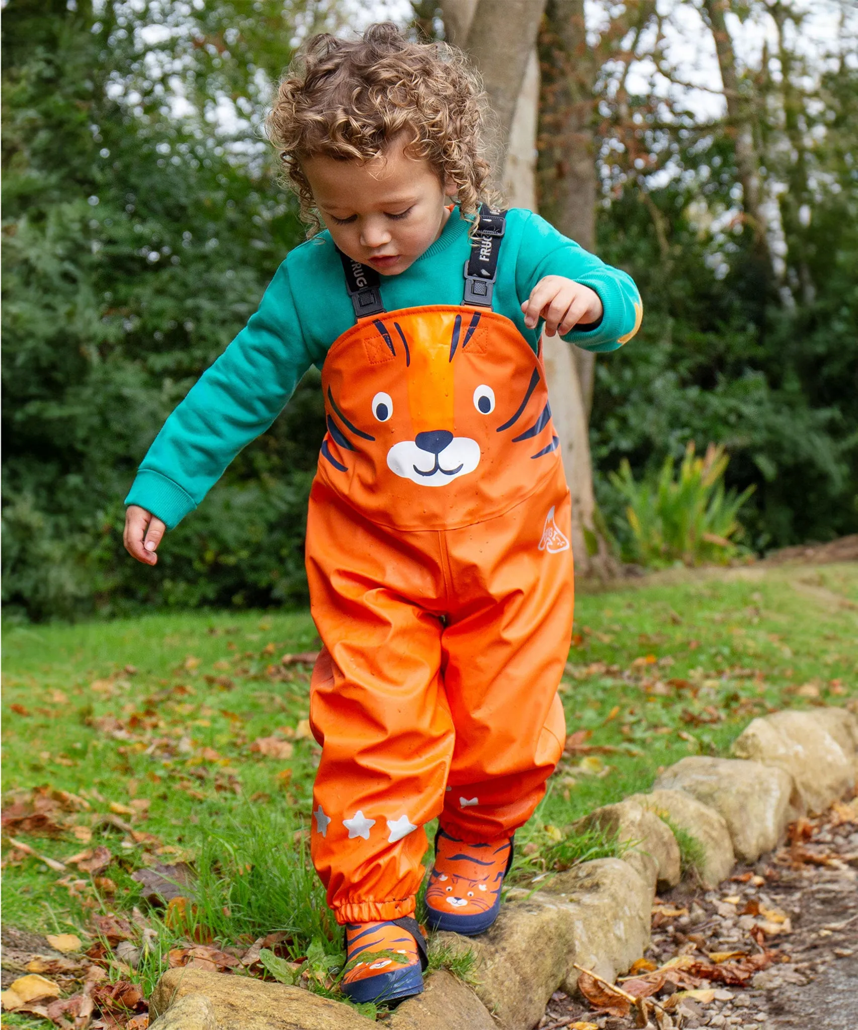 Frugi Character Puddle Buster Trousers - Salamander/Tiger