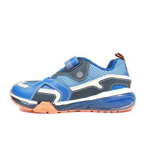 Geox Bayonyc | Royal/Orange | Childrens Light Up Trainers