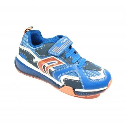 Geox Bayonyc | Royal/Orange | Childrens Light Up Trainers