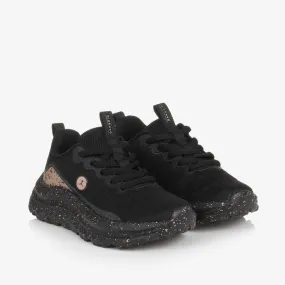 Girls Black Mesh Lace-Up Trainers