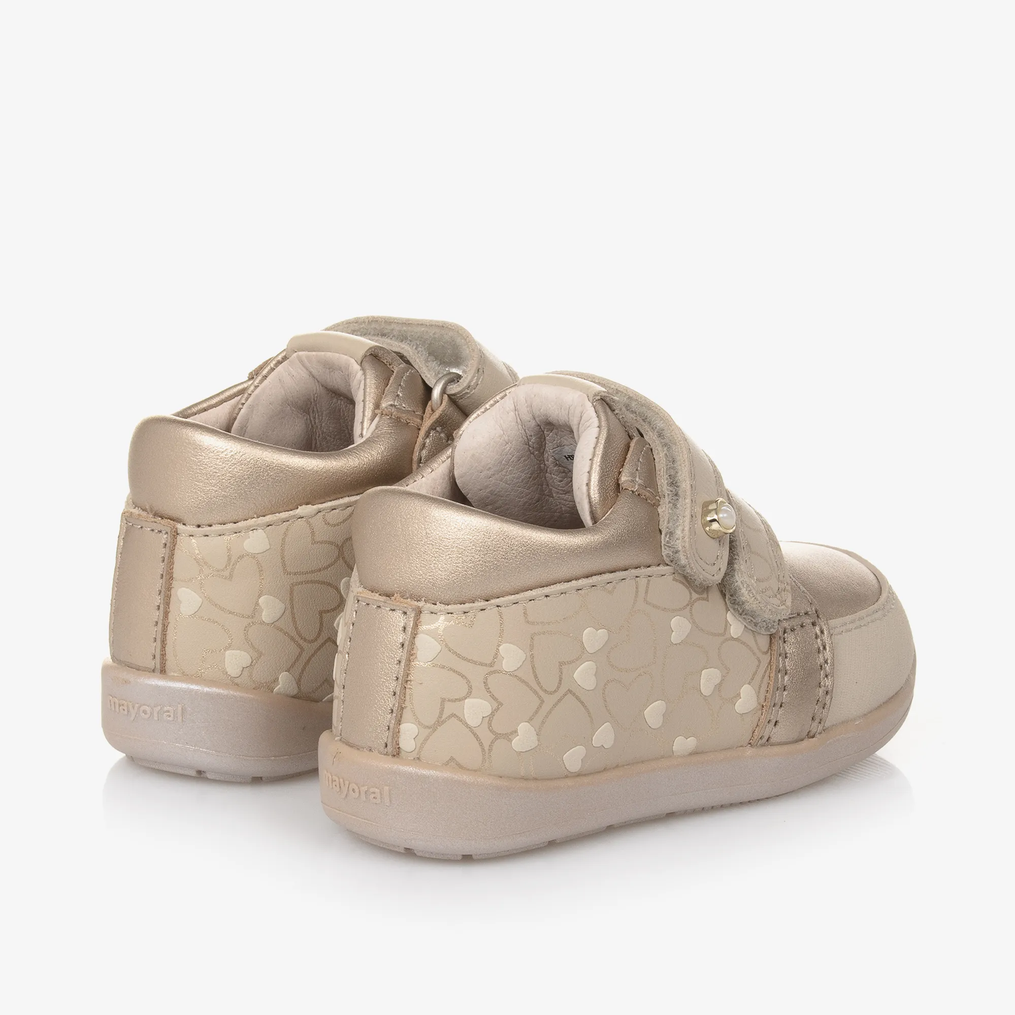 Girls Gold Leather First Walker Trainers