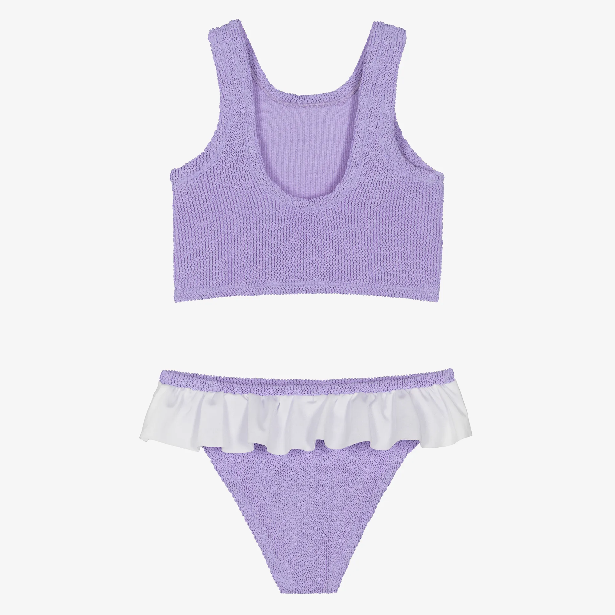 Girls Lilac Purple Crinkle Frill Bikini