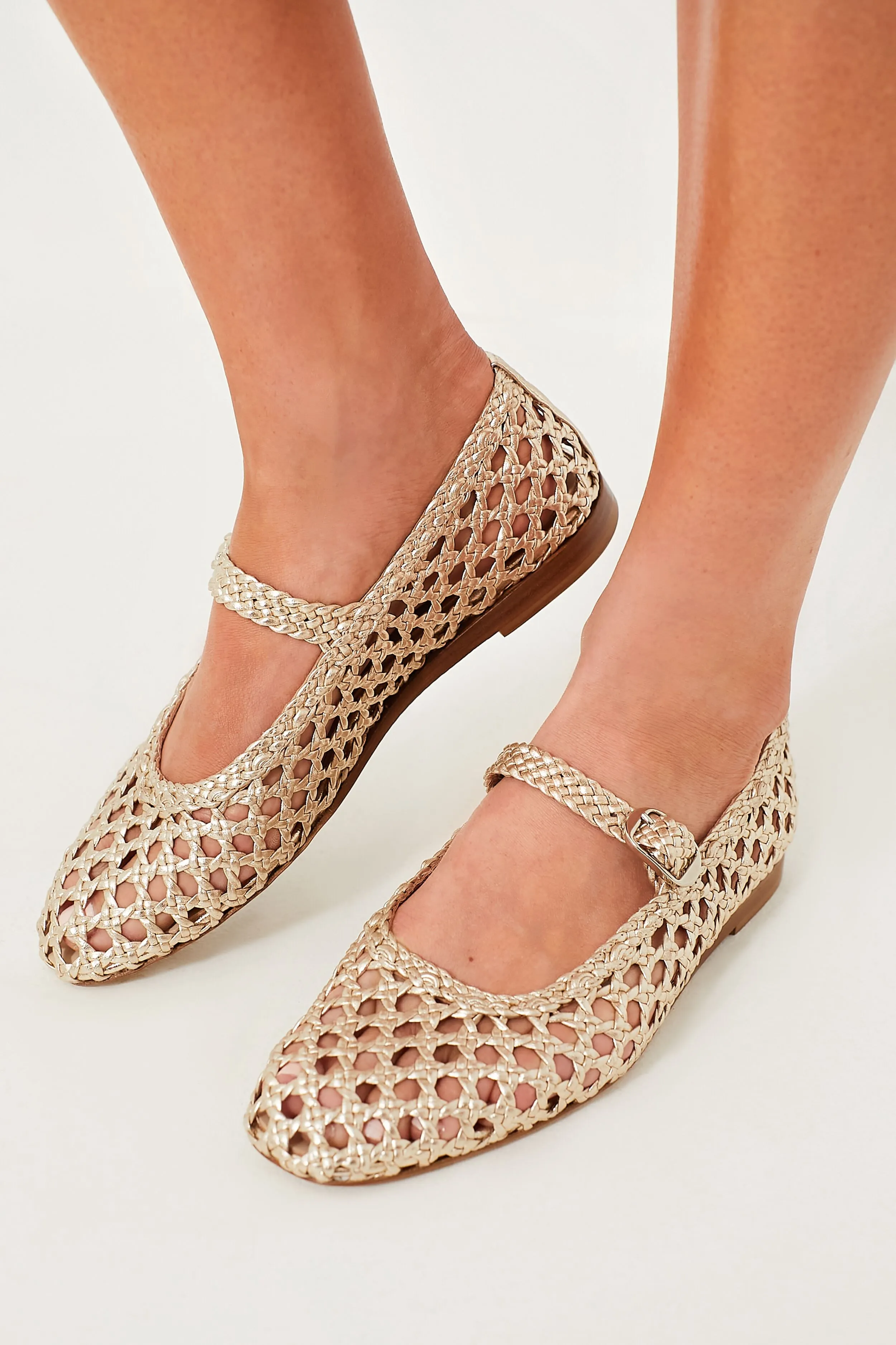 Gold Woven Mary Jane Flats