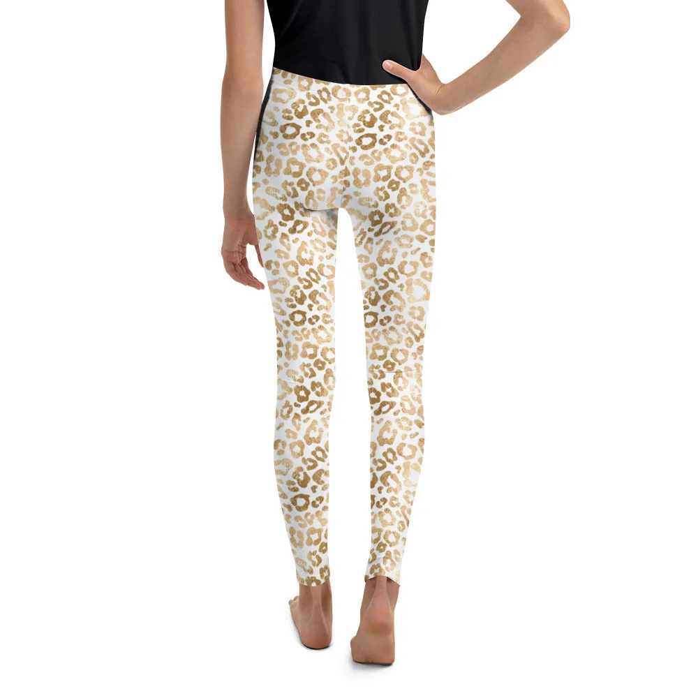 Golden Leopard Print Youth Leggings