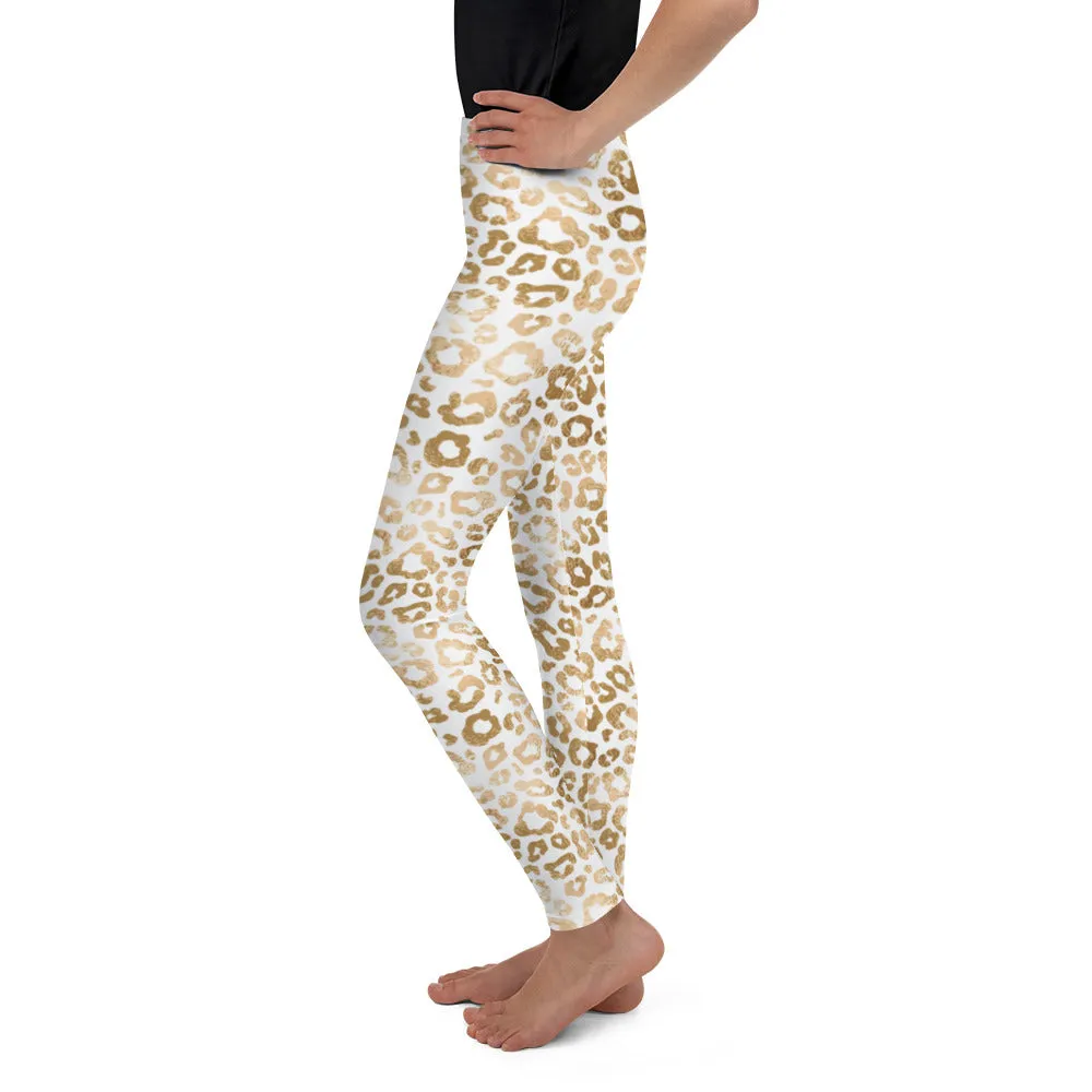 Golden Leopard Print Youth Leggings