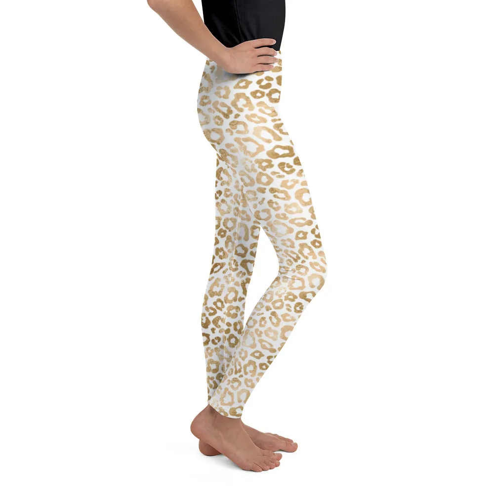 Golden Leopard Print Youth Leggings