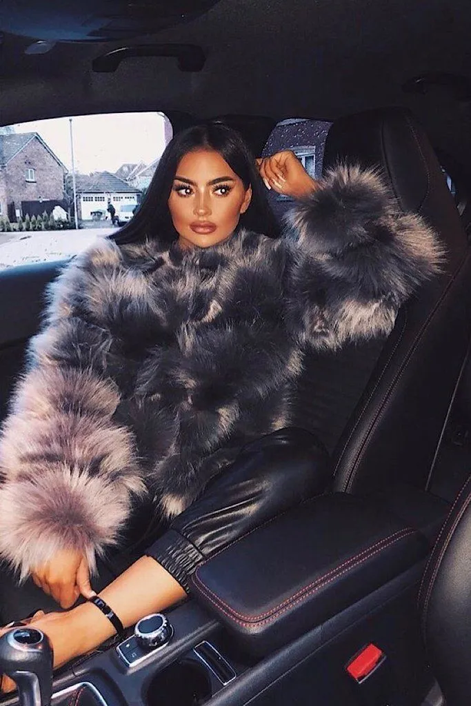 Gray faux fur jacket Zara