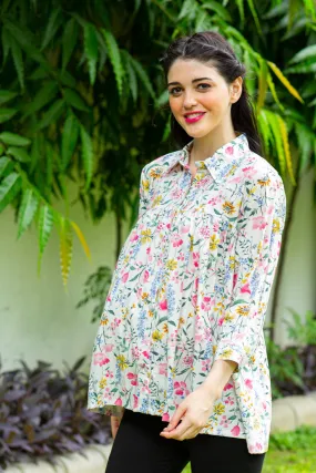 Happy Floral Gathered Maternity & Nursing Top