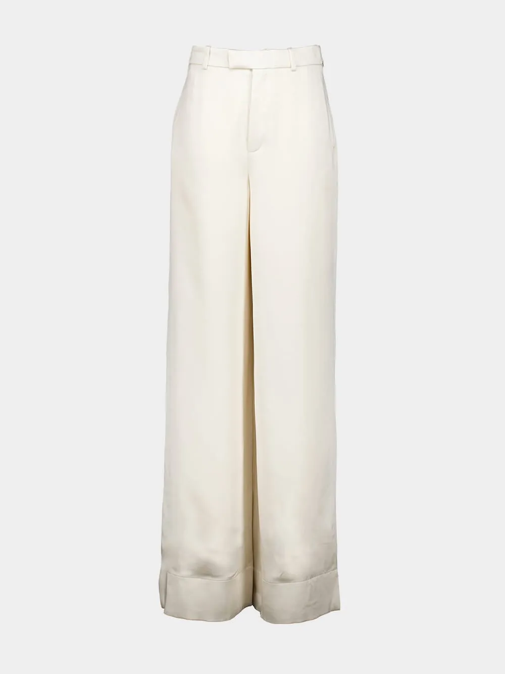 High-Waisted Satin Trousers