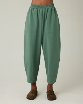 Huxley Dusky Green Cotton Jersey Trousers