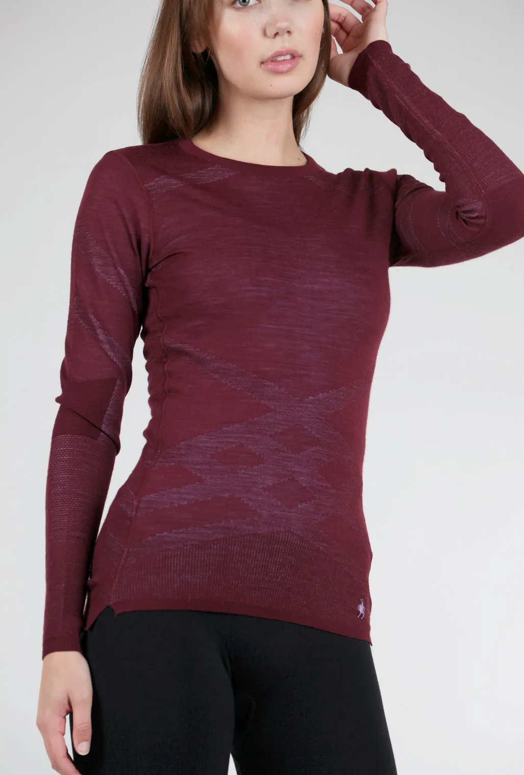 Intraknit Thermal Pattern Crew, Black Cherry/Violet