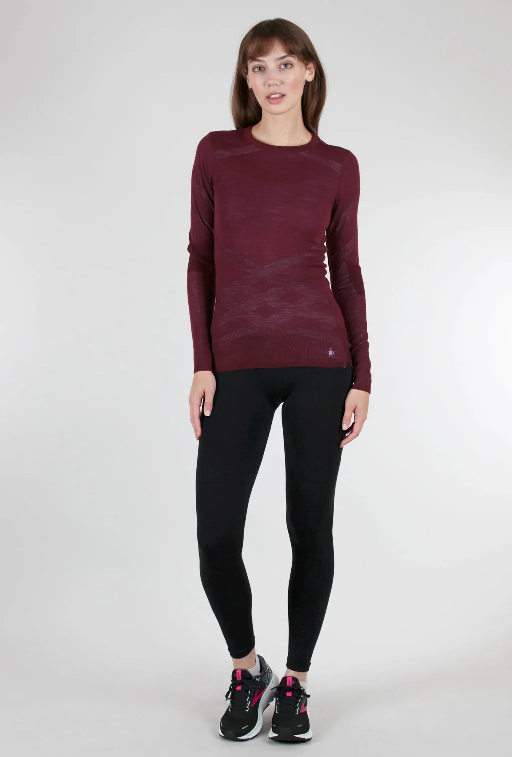 Intraknit Thermal Pattern Crew, Black Cherry/Violet