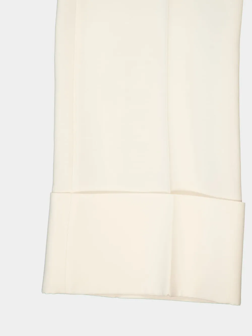 Ivory Wide-Leg Virgin Wool Crepe Trousers