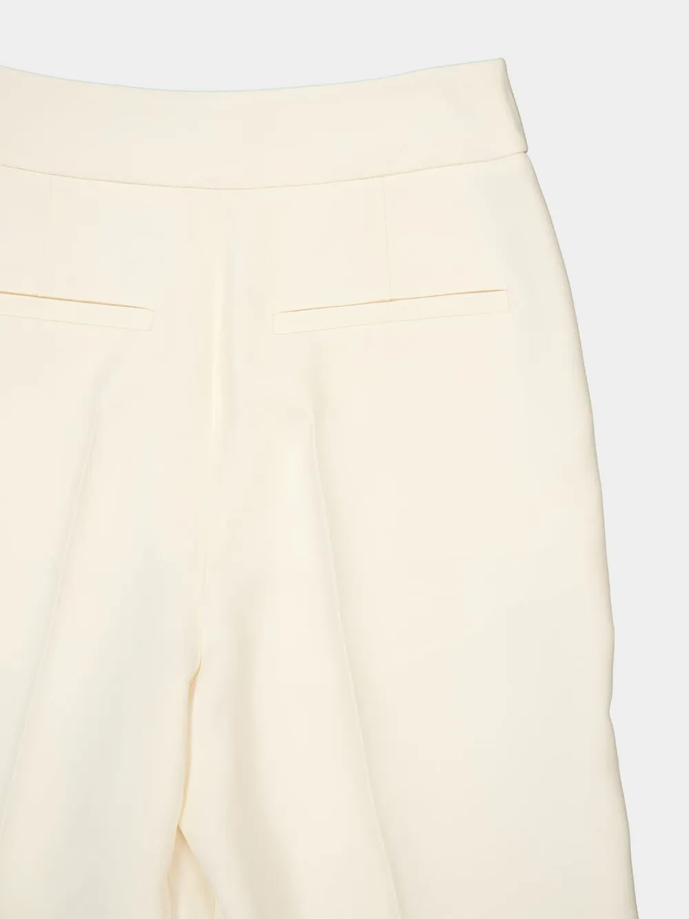 Ivory Wide-Leg Virgin Wool Crepe Trousers