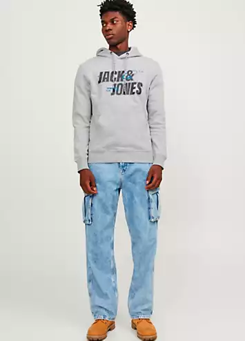 Jack & Jones JCOBLACK Logo Printed Hoodie | Grattan