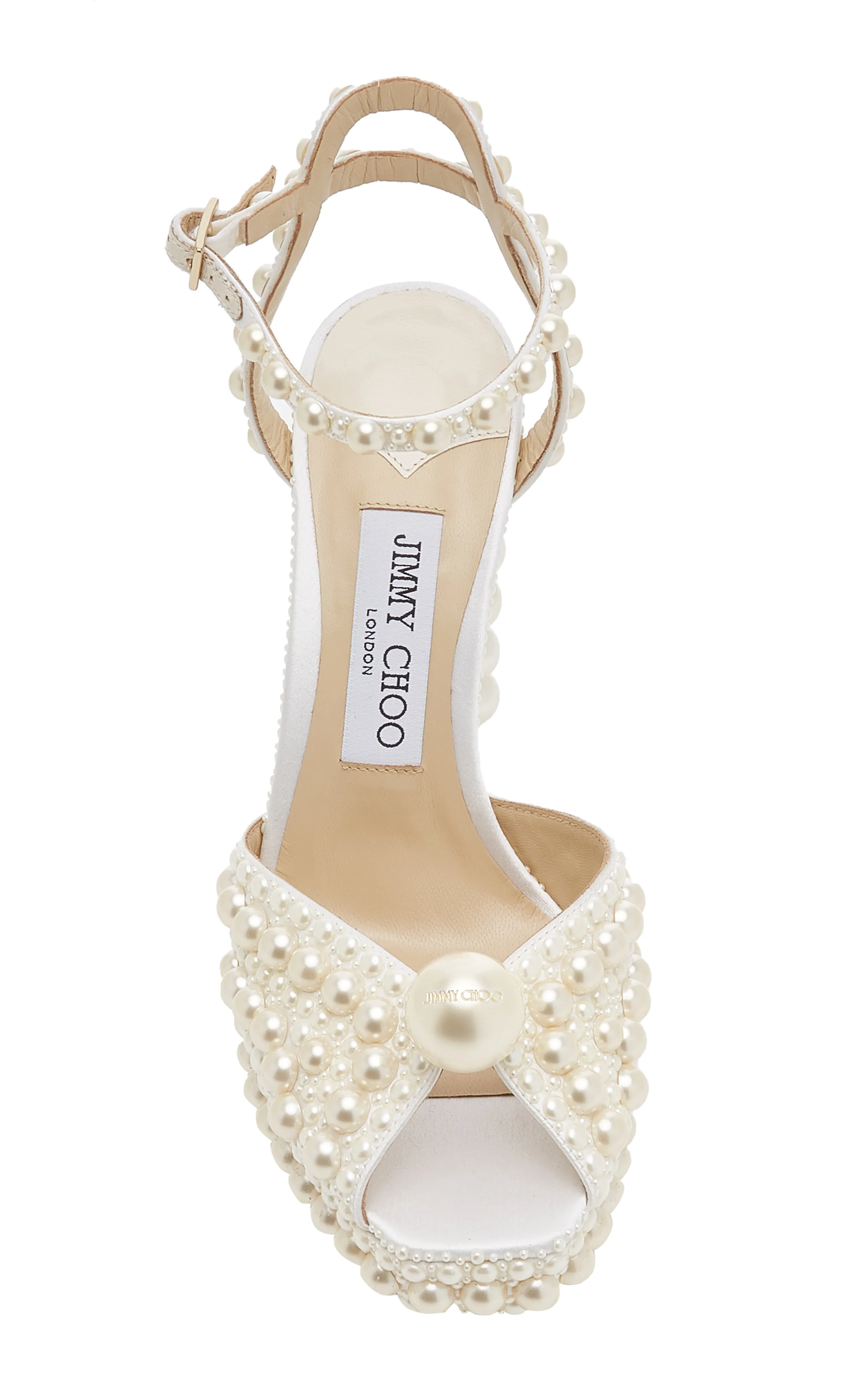 Jimmy Choo Sacaria Pearl-Embellished Satin Platform Sandals