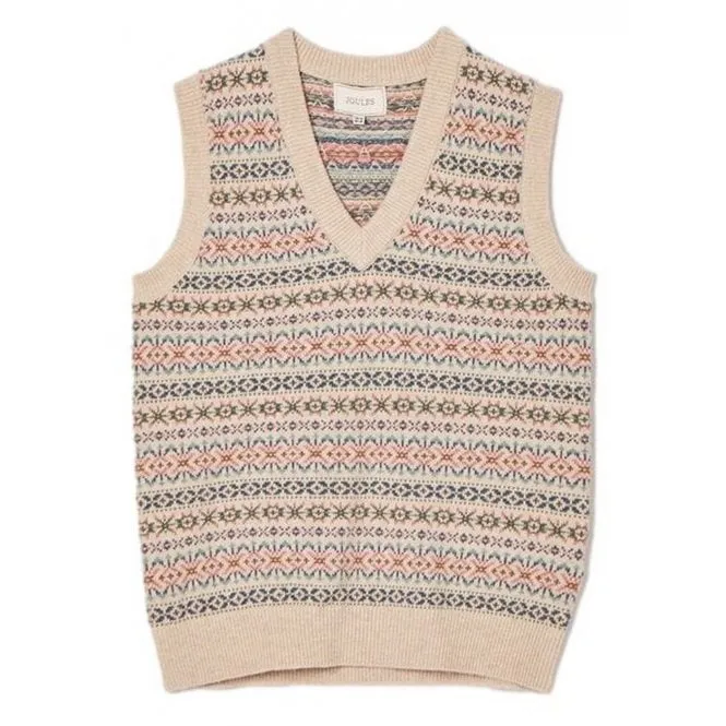 Joules Islay Oatmeal Fairisle Knitted Vest