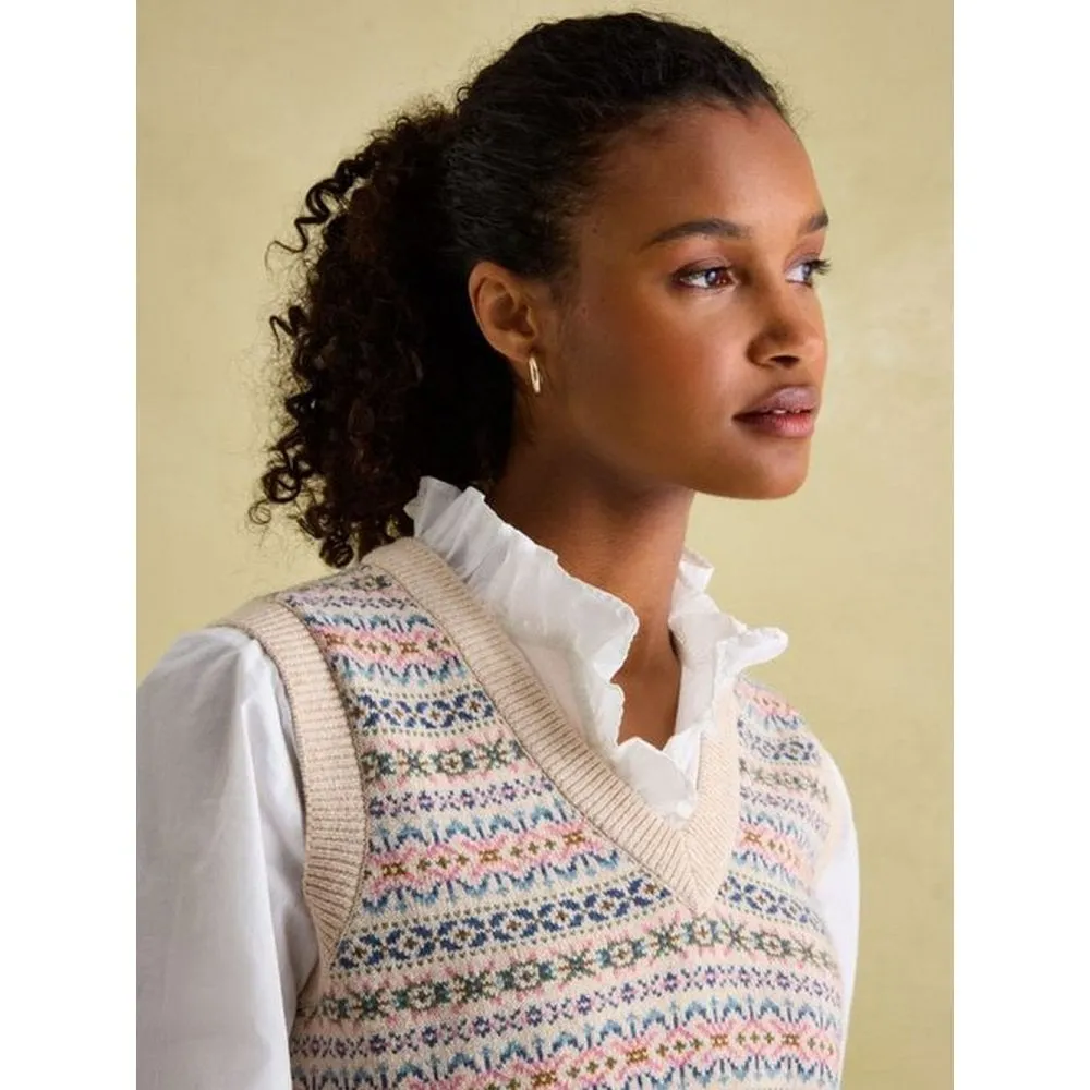 Joules Islay Oatmeal Fairisle Knitted Vest