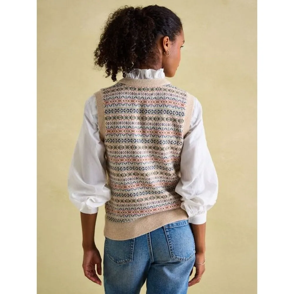 Joules Islay Oatmeal Fairisle Knitted Vest