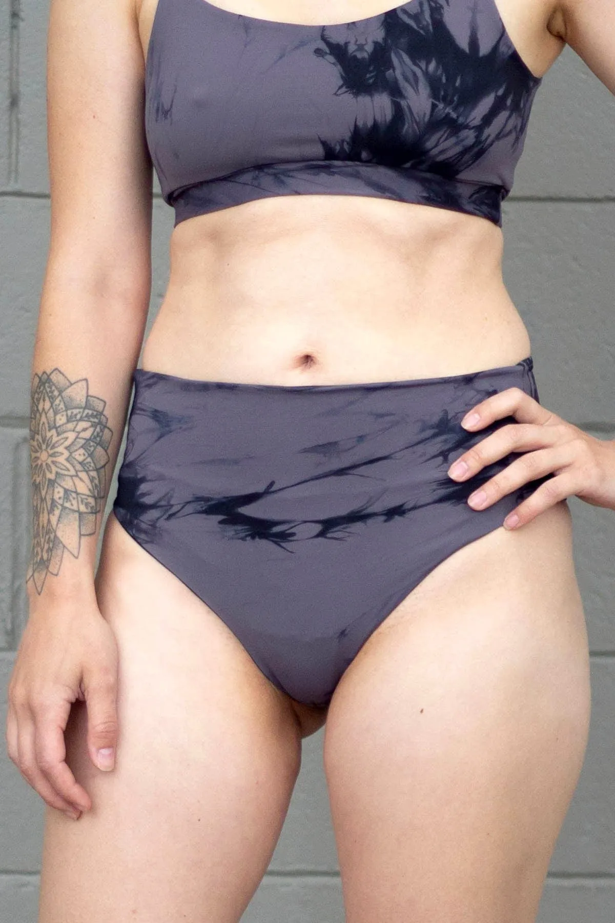 Kaela Bikini Bottom in Charcoal + Black