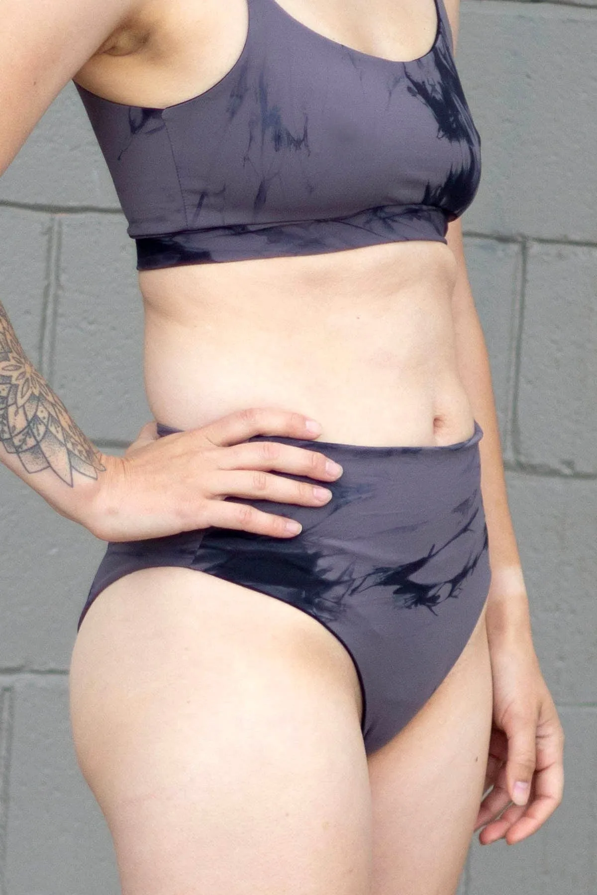 Kaela Bikini Bottom in Charcoal + Black