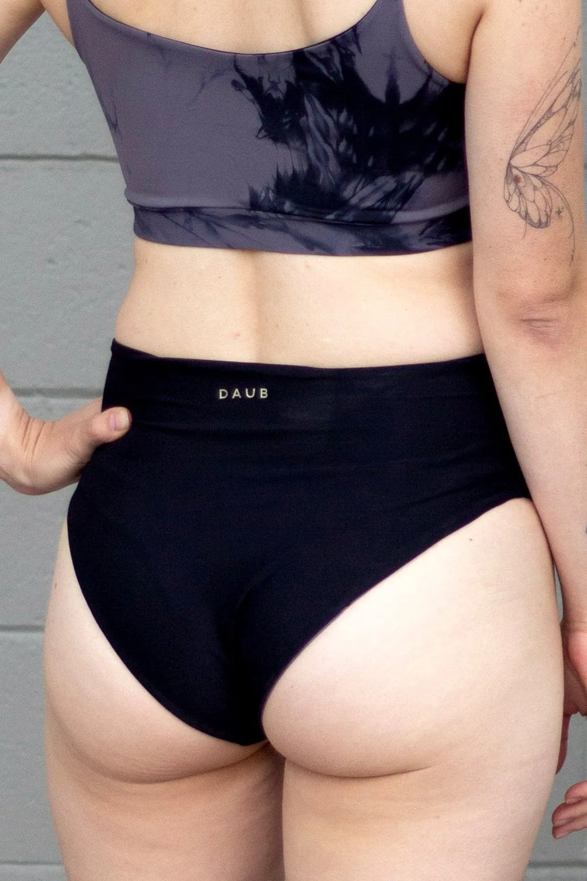 Kaela Bikini Bottom in Charcoal + Black