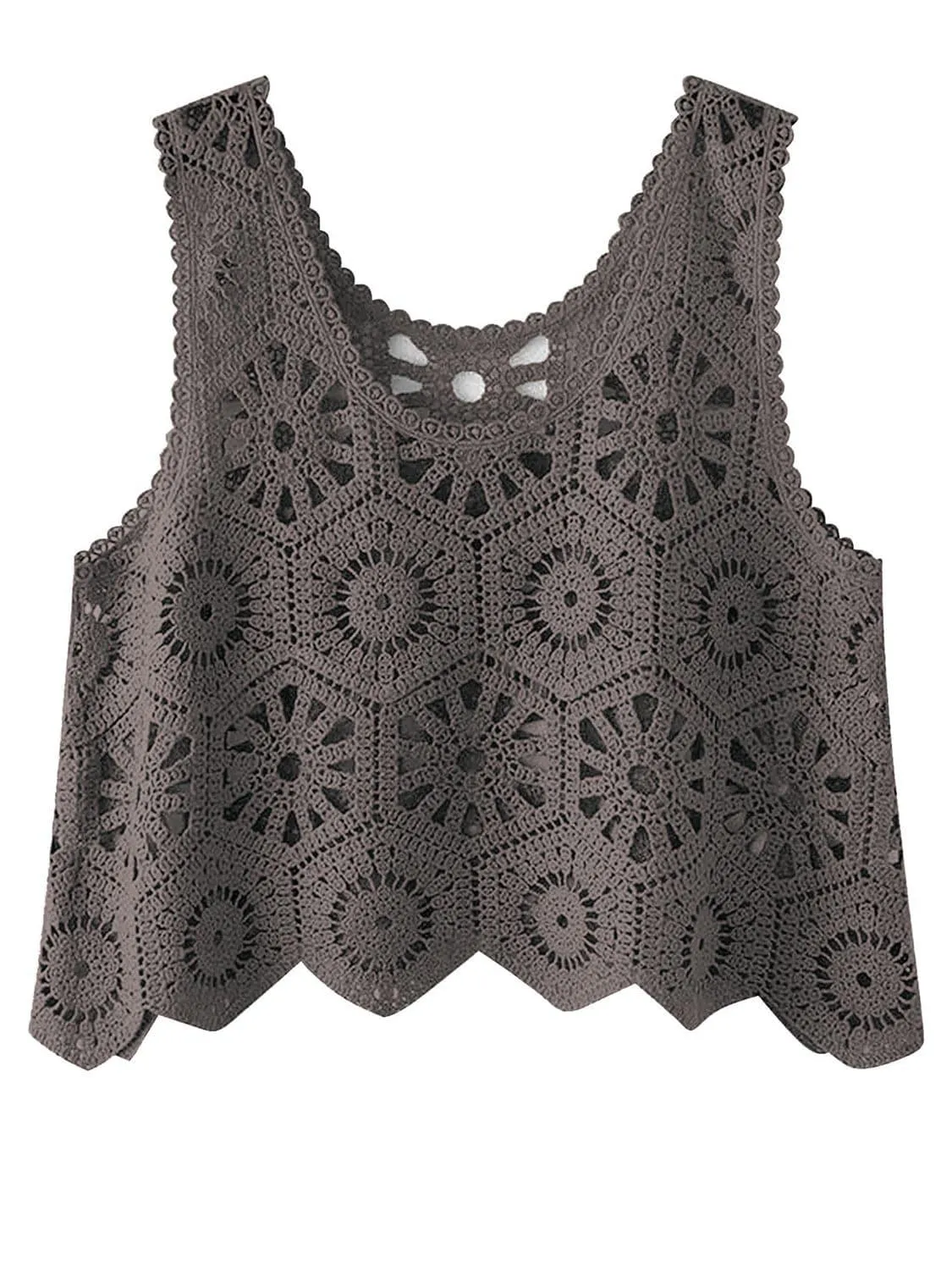 Karla Openwork Round Neck Knit Vest