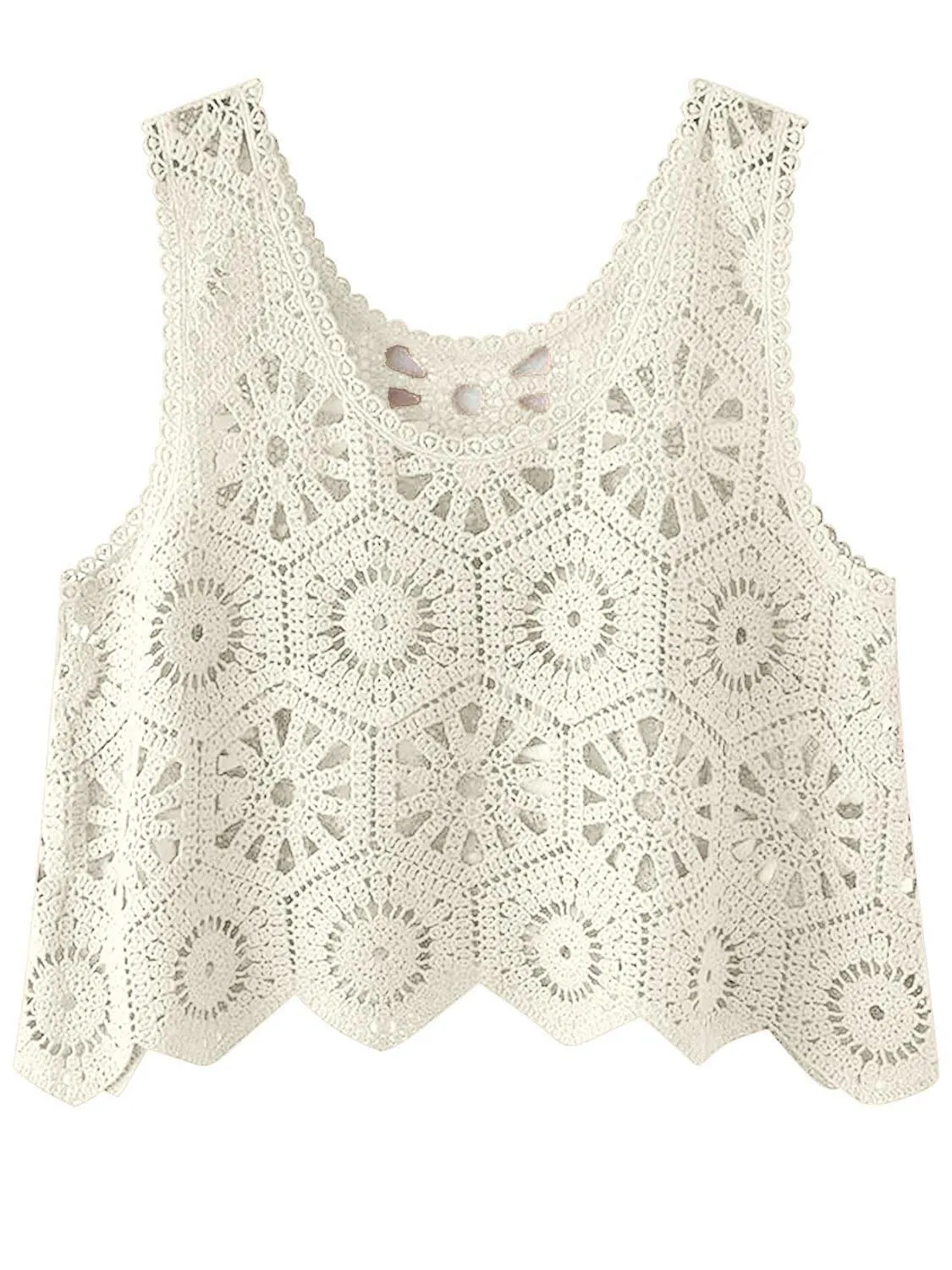 Karla Openwork Round Neck Knit Vest