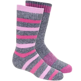 Kodiak Youth Pink Stripe Thermal Crew Sock 2-Pack