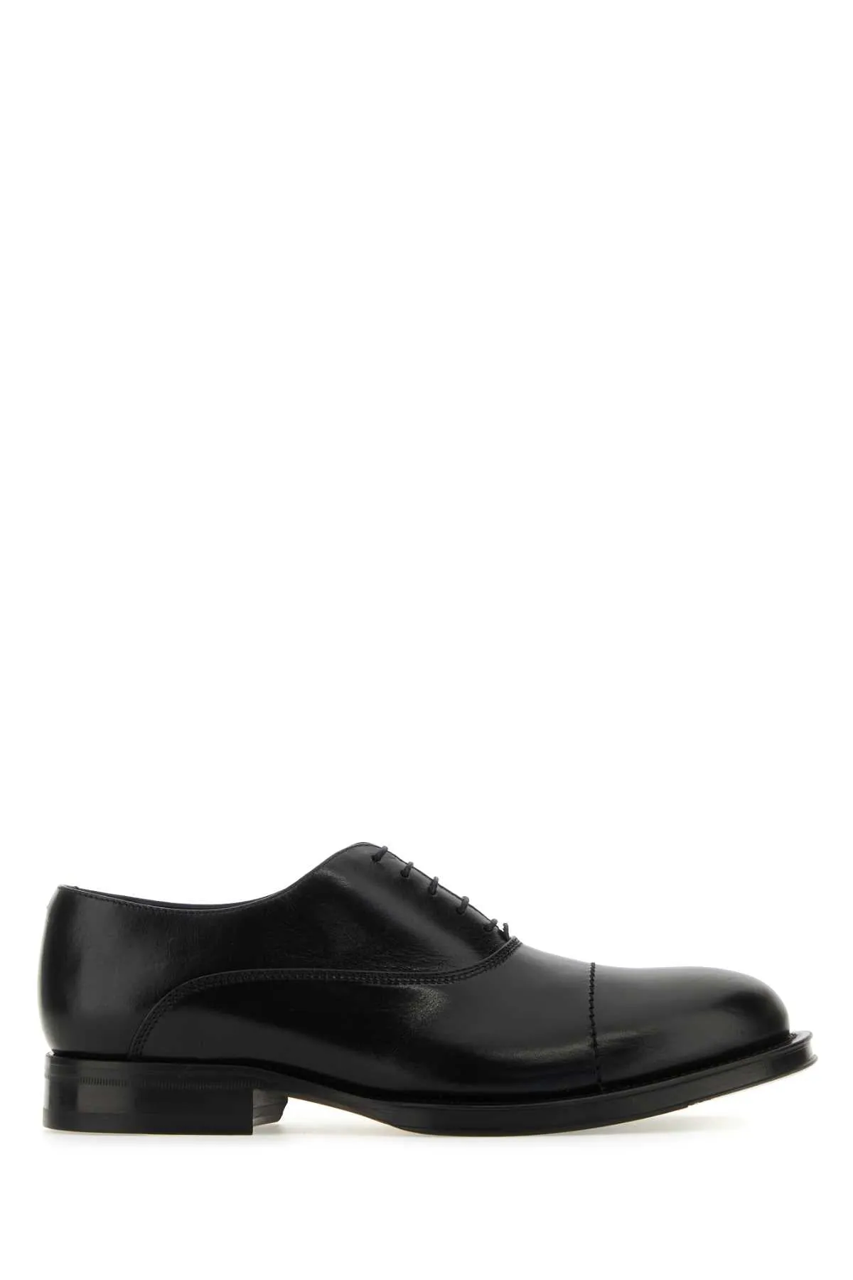 Lanvin Black Leather Richelieu Medley Lace Up Shoes