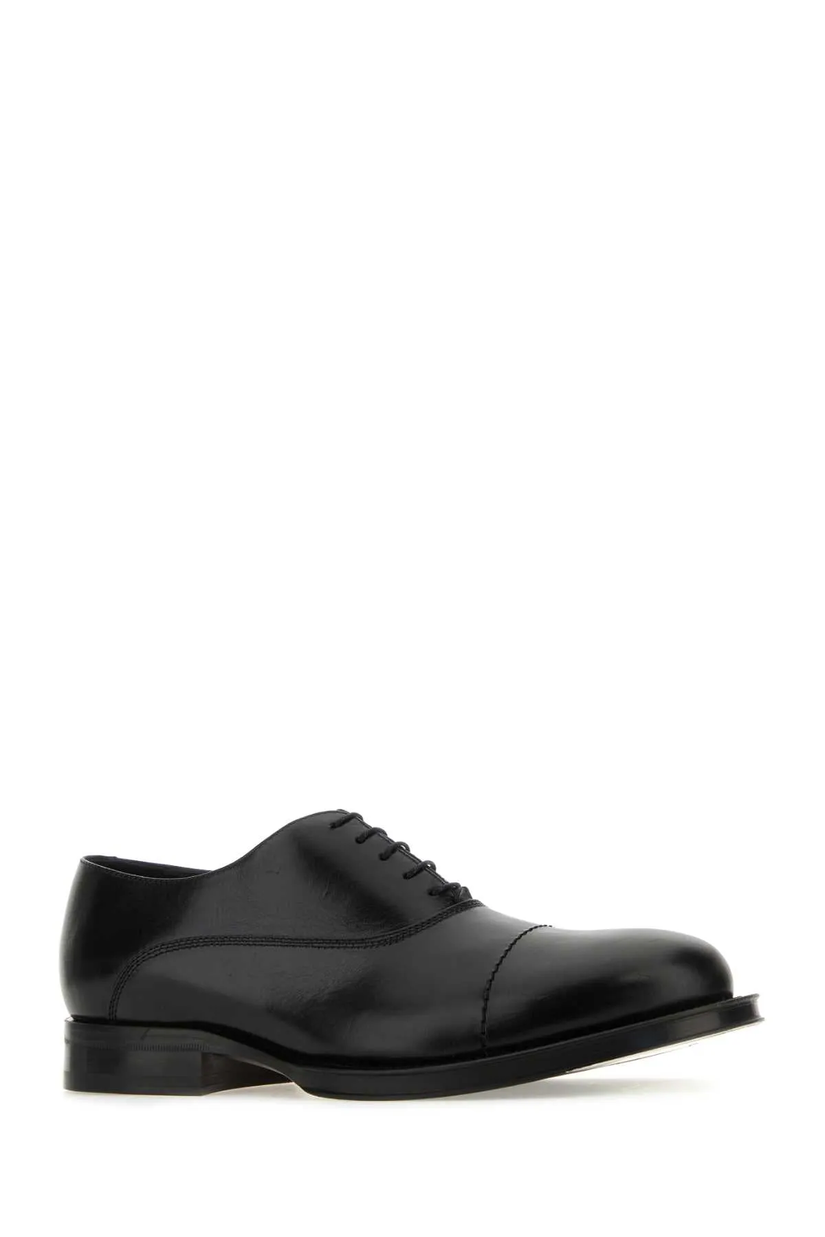 Lanvin Black Leather Richelieu Medley Lace Up Shoes