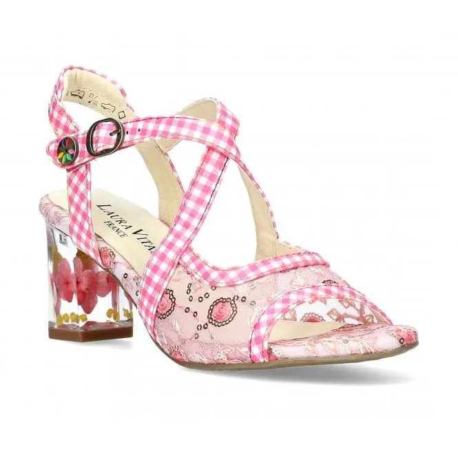 Laura Vita  Womens Lucieo Pink Multi Riptape Sandals 616902FC