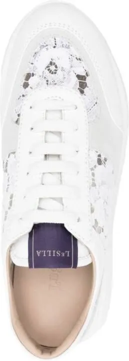 Le Silla chantilly-lace leather sneakers White