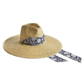 --Liberty Blue Flower Ribbon Straw Hat-