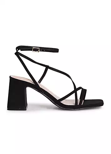 Linzi Memphis Black Crossover Slingback Block Heeled Sandals | Kaleidoscope