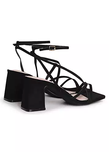 Linzi Memphis Black Crossover Slingback Block Heeled Sandals | Kaleidoscope